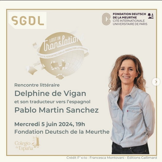 SGDL : Rencontres de la traduction littéraire – Delphine de Vigan – 5 Juin